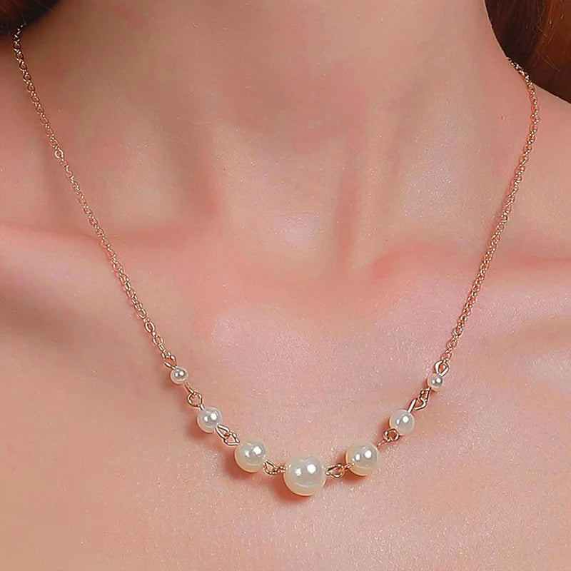 Silver Toned Pearl Studded Necklace
