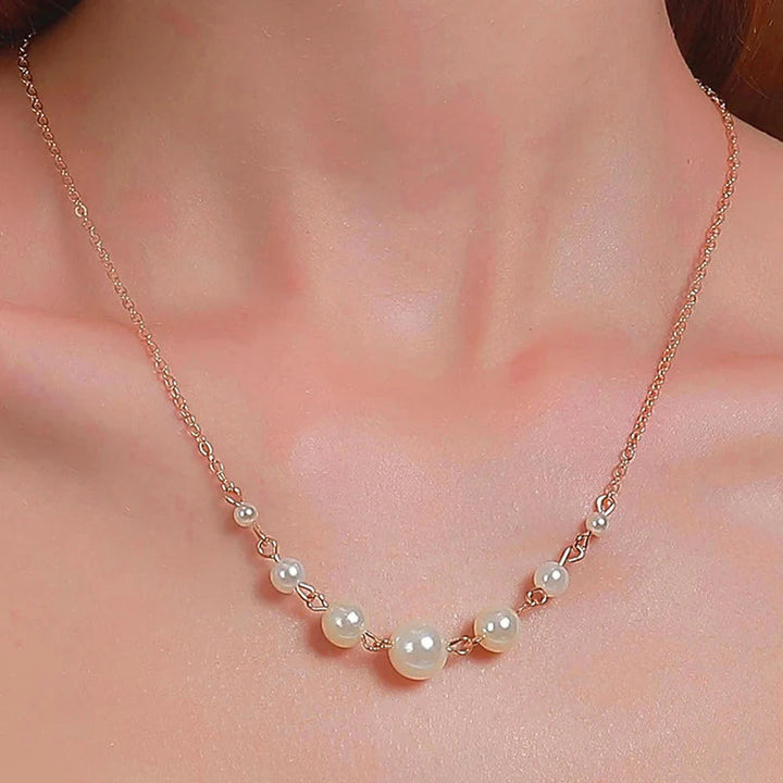 Silver Toned Pearl Studded Necklace