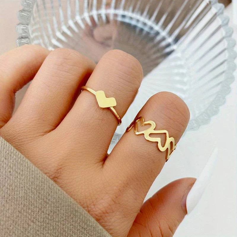 Golden Twilight Duo Adjustable Ring Set