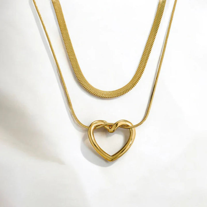 Anti-Tarnish Heart Layered Necklace