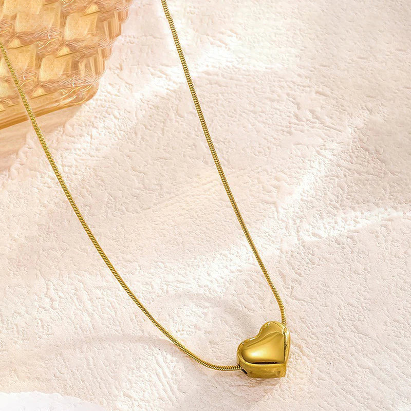 Anti-Tarnish Pure Heart Gold Necklace