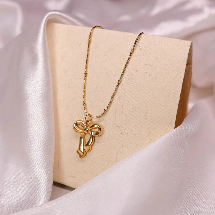 Anti-Tarnish Infinity Bow Necklace