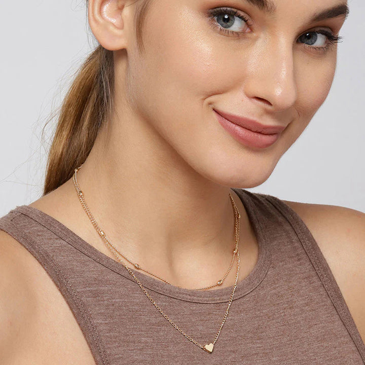 Elegant Heart Double Layered Necklace