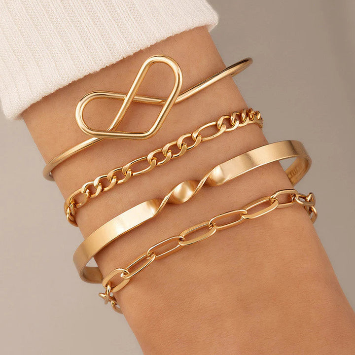 Gold-Plated Contemporary Stackable Bracelet (Pack Of 4)