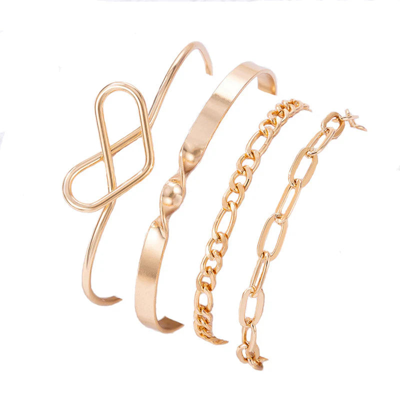 Gold-Plated Contemporary Stackable Bracelet (Pack Of 4)