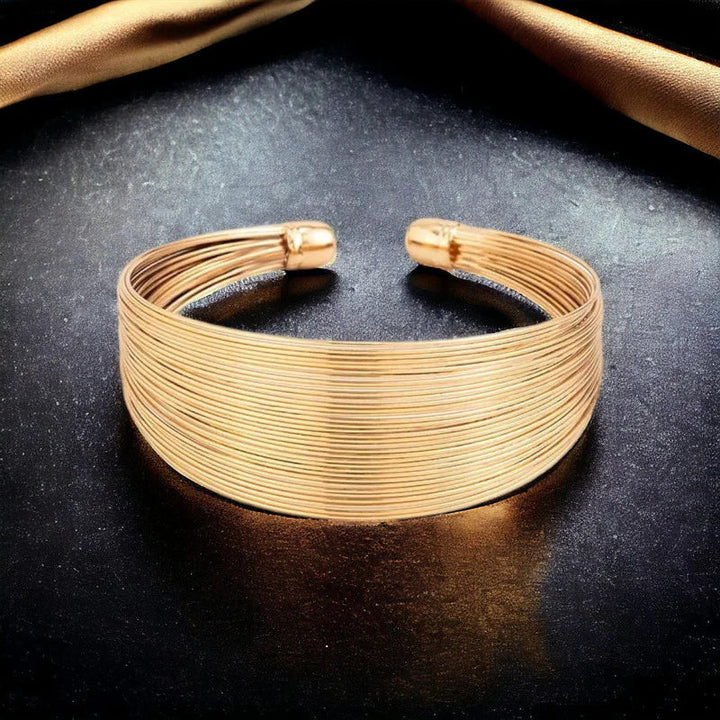 Anti-Tarnish Golden Curve Cuff Bracelet