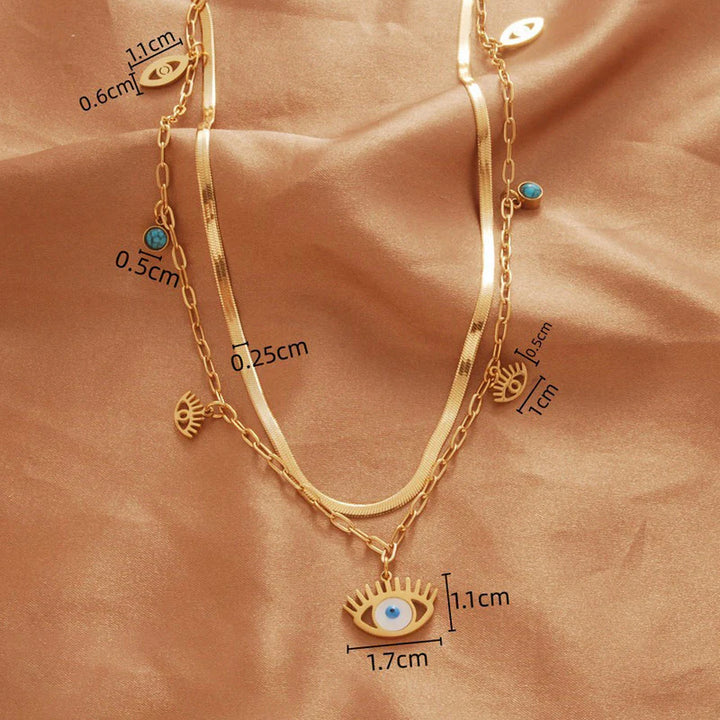 Anti-Tarnish Dual Eye Charm Necklace