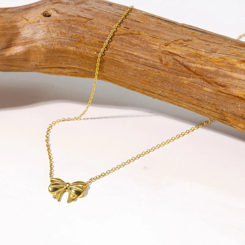 Anti-Tarnish Golden Grace Bow Necklace