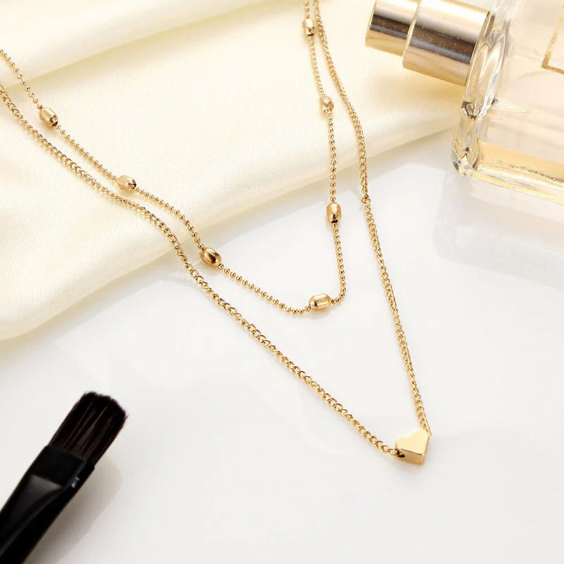 Elegant Heart Double Layered Necklace