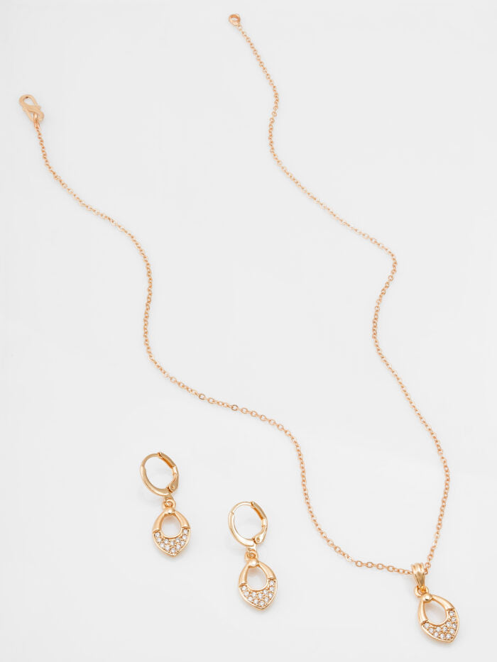 Radiant Rose Gold Pendent and Earrings