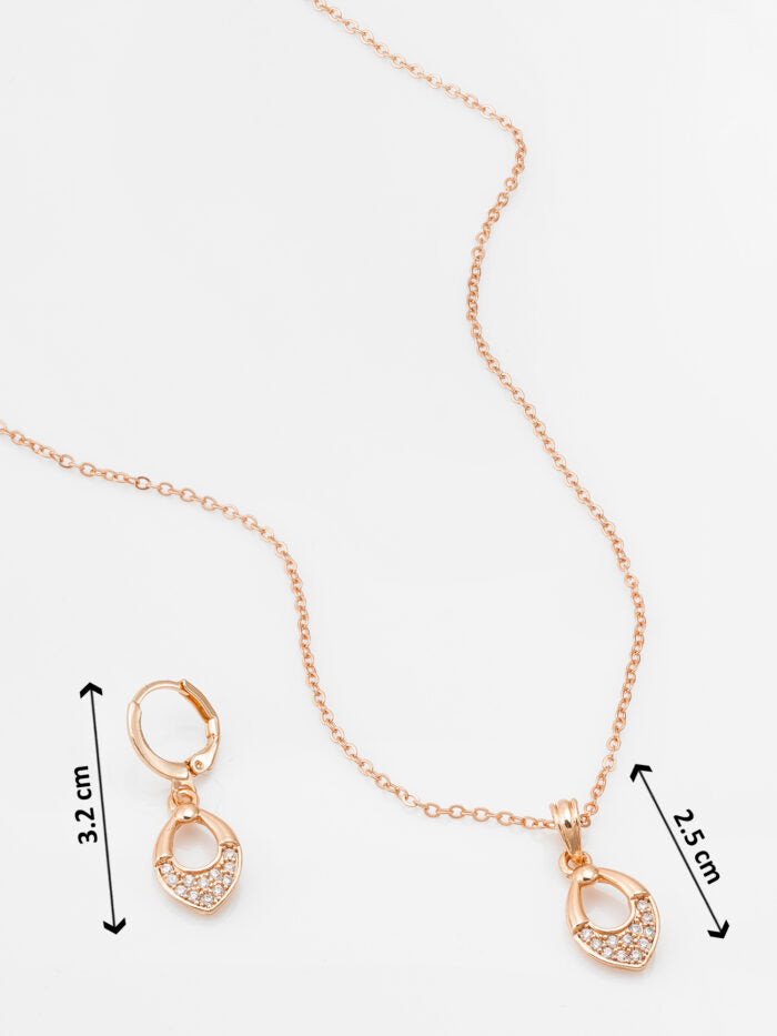 Radiant Rose Gold Pendent and Earrings