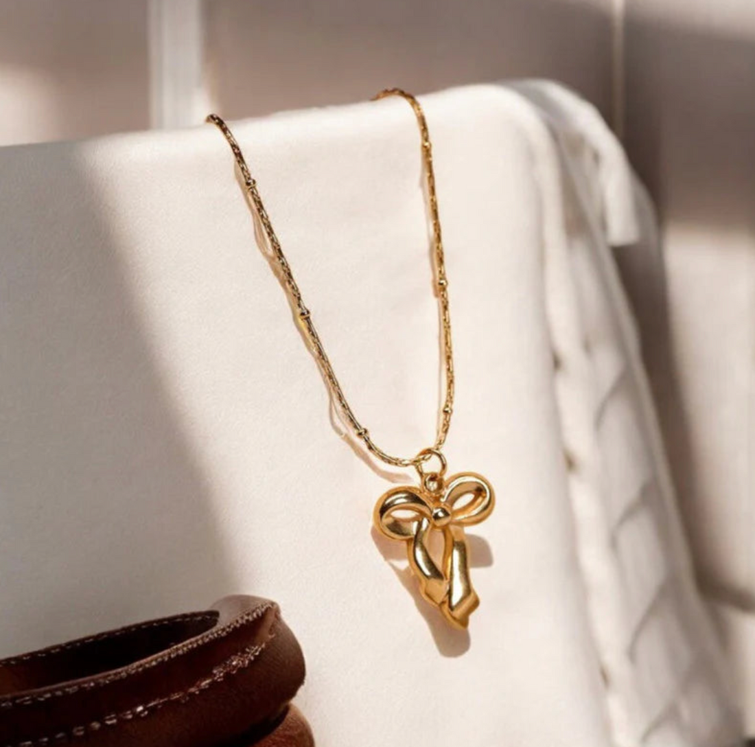 Anti-Tarnish Infinity Bow Necklace
