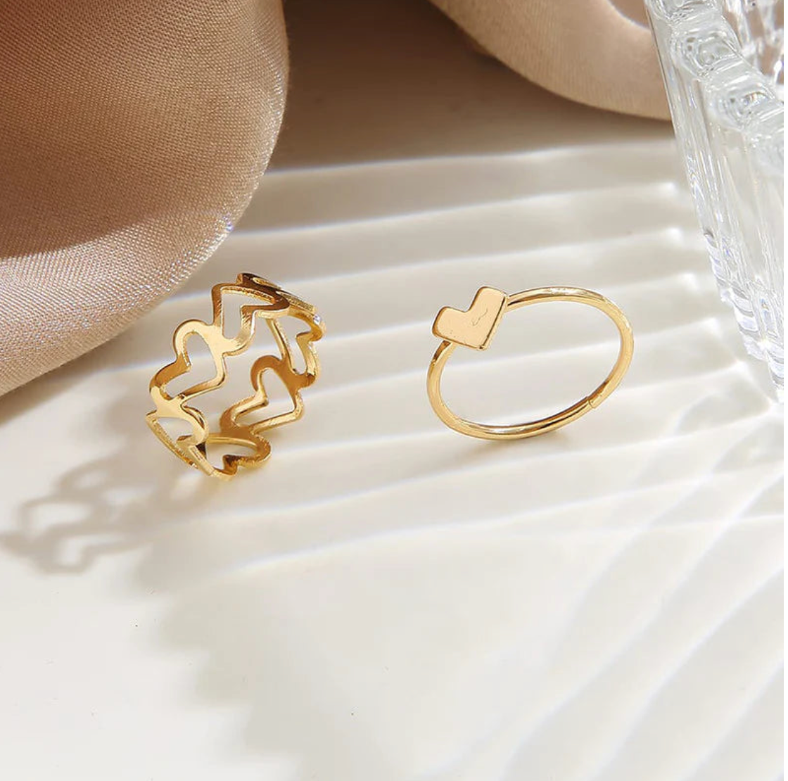 Golden Twilight Duo Adjustable Ring Set