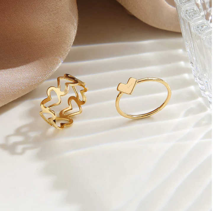 Golden Twilight Duo Adjustable Ring Set