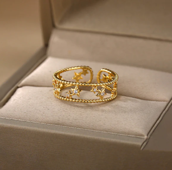 Anti Tarnish Star Themed Adjustable Finger Ring