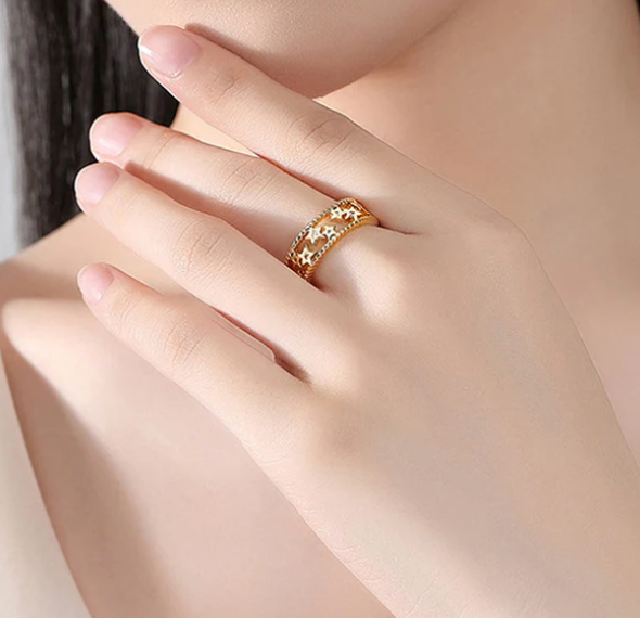 Anti Tarnish Star Themed Adjustable Finger Ring