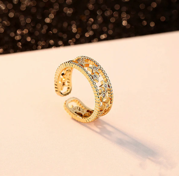 Anti Tarnish Star Themed Adjustable Finger Ring