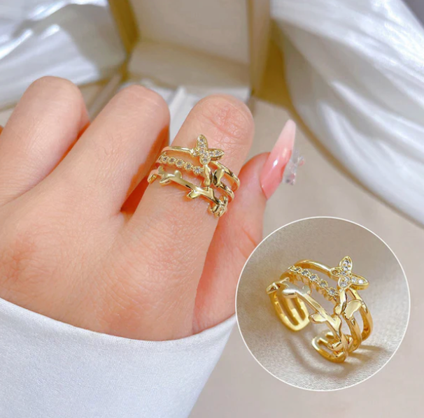 Anti Tarnish Stainless Steel Butterfly Ring
