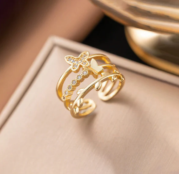 Anti Tarnish Stainless Steel Butterfly Ring