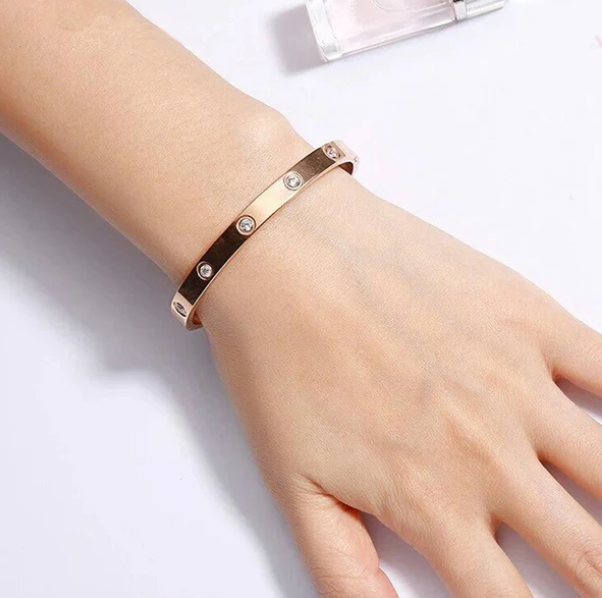 Anti-Tarnish Golden Love AD Bracelet