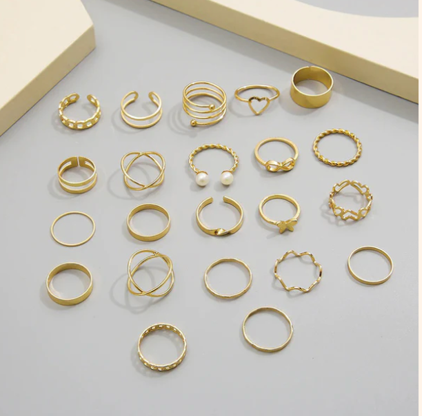Contemporary Stackable Rings Set of 22