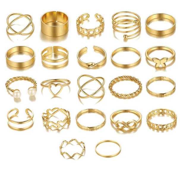 Contemporary Stackable Rings Set of 22