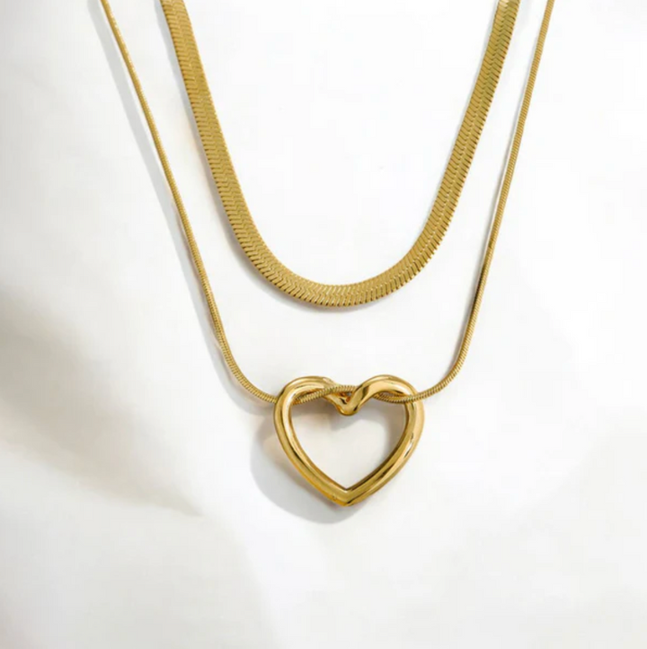 Anti-Tarnish Heart Layered Necklace