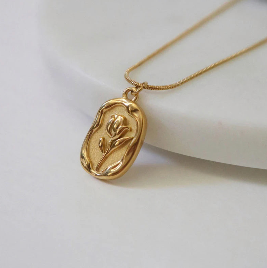 Anti-Tarnish Rose  Necklace
