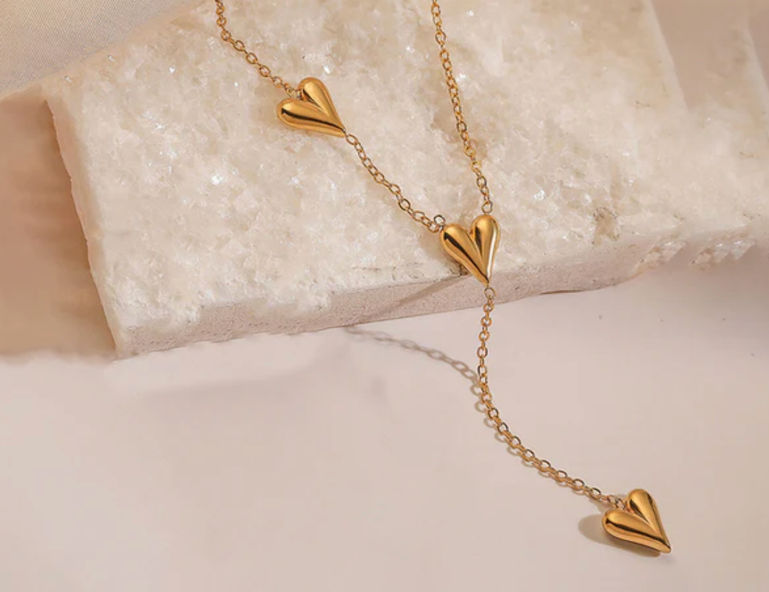 Anti Tarnish Heart Themed Long Necklace