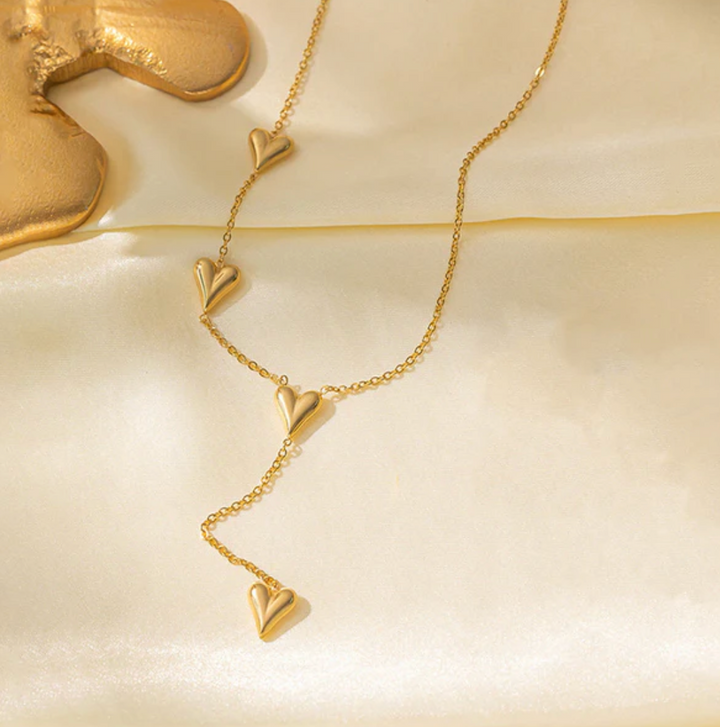 Anti Tarnish Heart Themed Long Necklace