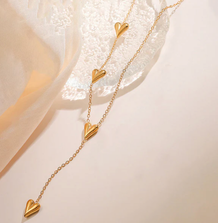 Anti Tarnish Heart Themed Long Necklace